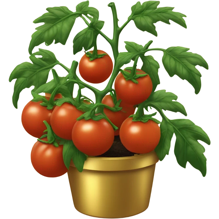 Tomato plant with 7 Black tomatoes on in a gold pot emoji