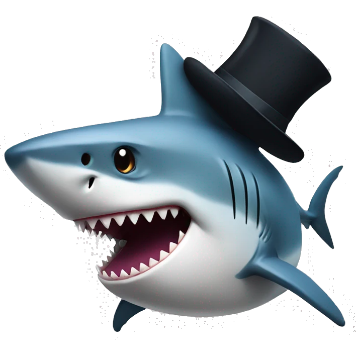 Shark with a top hat emoji