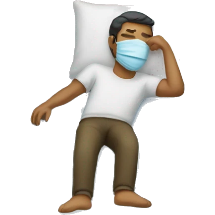 A man have mask and sleeping on bed emoji