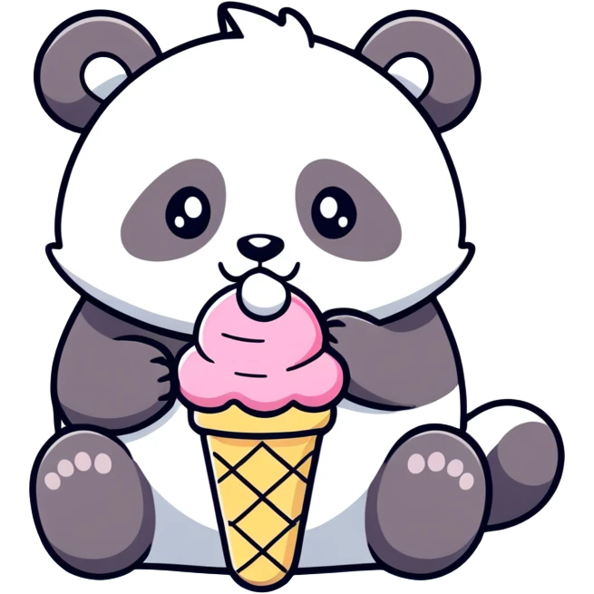 Panda eating ice cream emoji