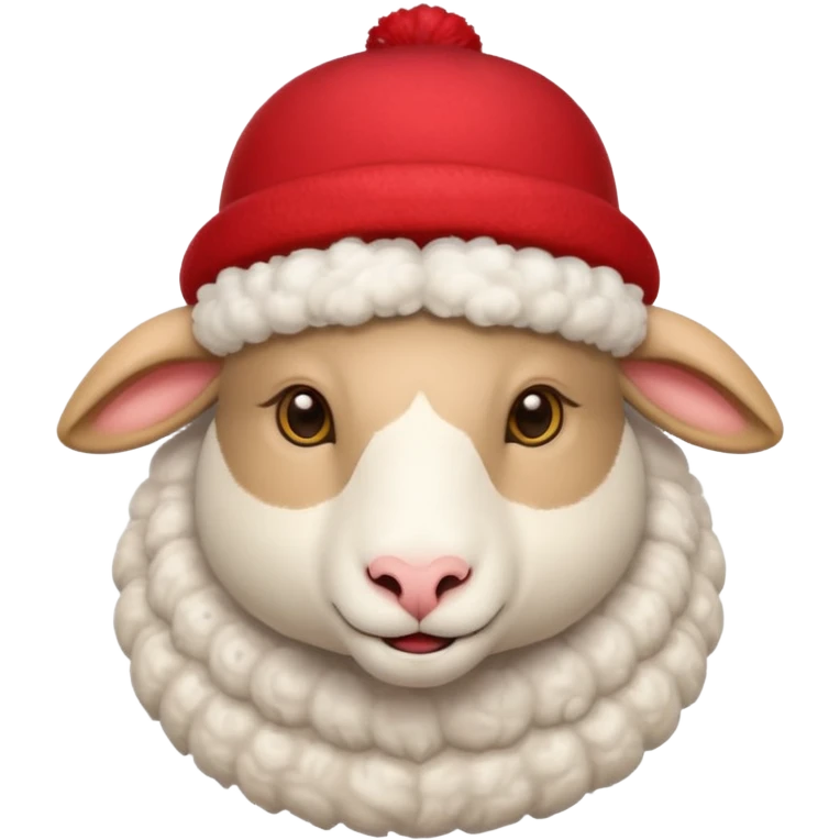 Sheep wear a red hat, portrait emoji