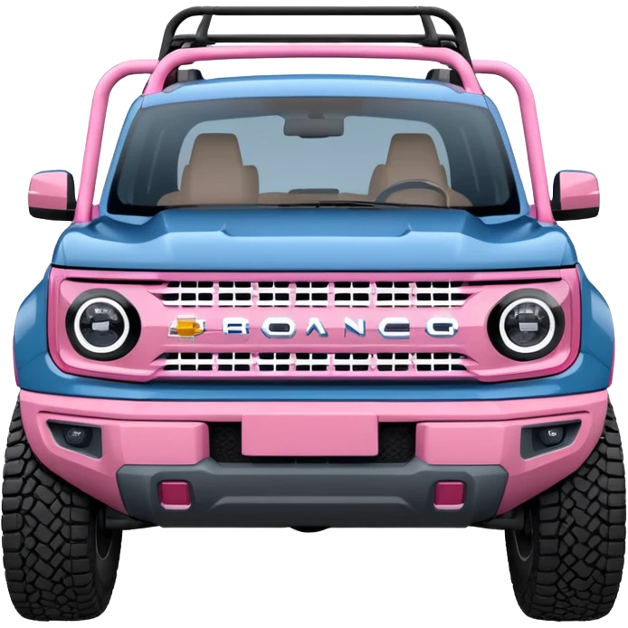 grey blue Ford bronco sport with a pink  ranch hand grill guard emoji