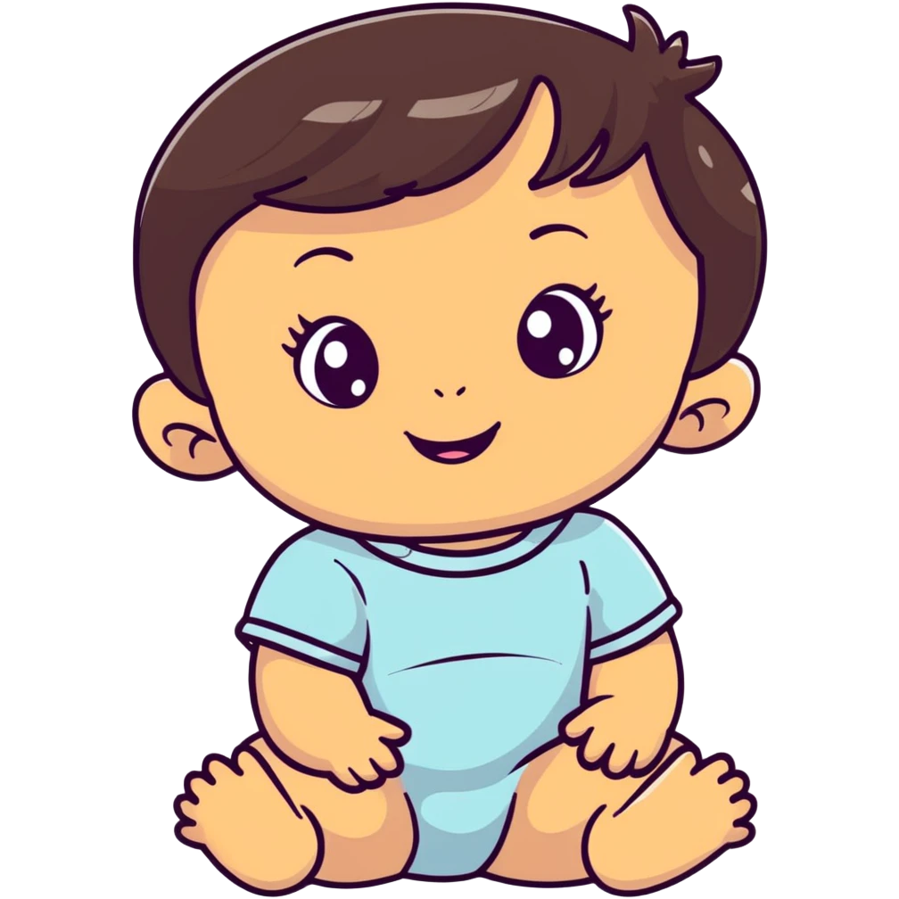 smiling baby girl with big eyes, medium skin tone, and dark hair emoji