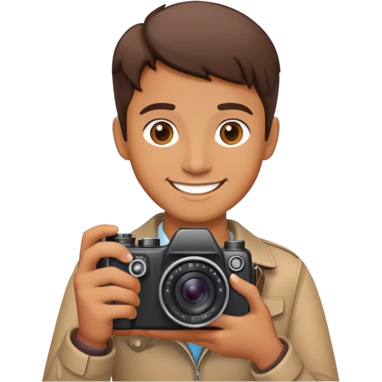 smiling face holding a camera emoji