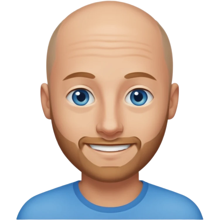 homme yeux bleus presque chauve et une barbe courte moins de chevaux et sourir emoji