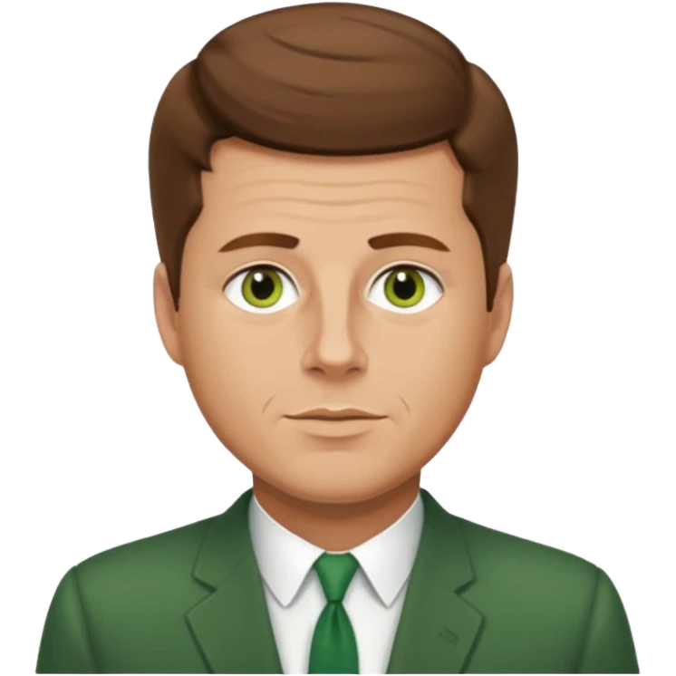guy with a JFK style haircut that is medium brown. hazel eyes that lean green. light skin emoji