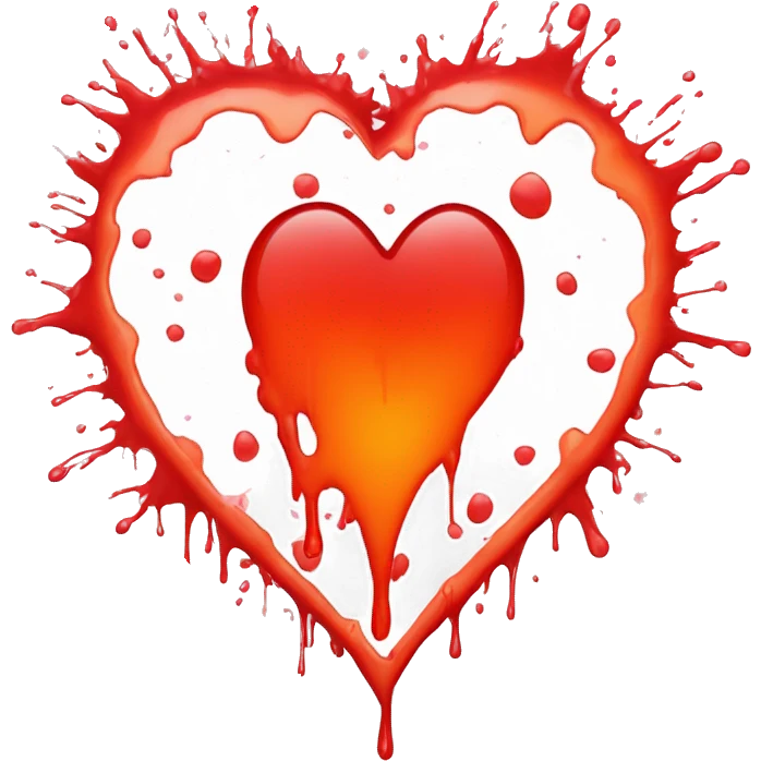 bleeding red heart glowing red-orange with splatter emoji