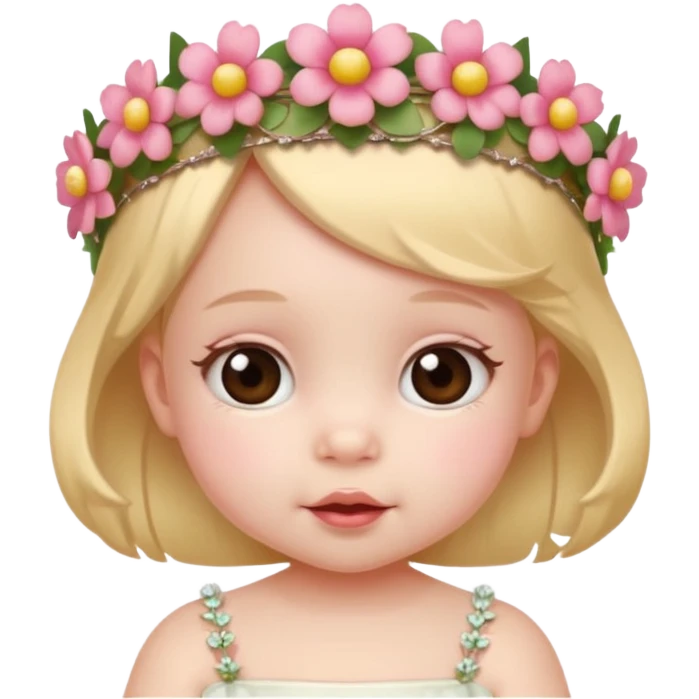 baby unique looking with flower tiara emoji