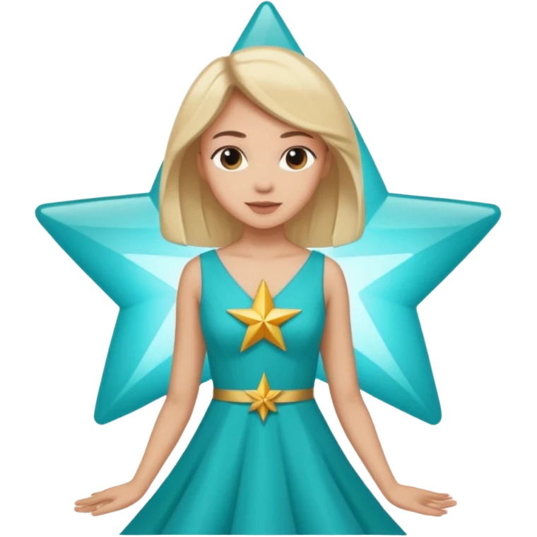 star wearing a turquoise dress shaped into a star emoji