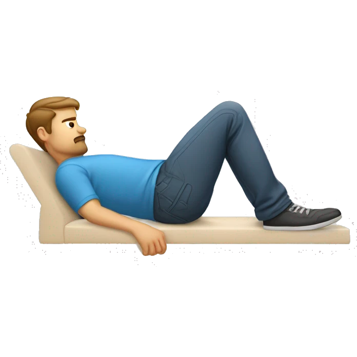 A white guy laid down doing the constructive rest Alexander Technique position. emoji