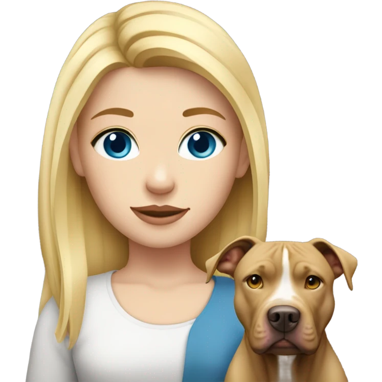 Blonde girl with blue eyes and pit bull  emoji
