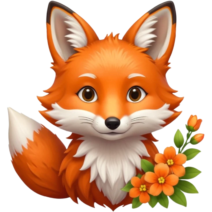 Cutie fox with flowers emoji