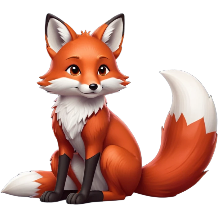 cinematic-noble [fox]-realistic-full-body-sitting-emoji,-tail-tucked-close,-head-tilted-dramatically,-fox-[red]-fur,-simplified-yet-realistic-focused-features,-highly-detailed,-glowing-with-an-almost-sarcastic-glow  expressive eyes emoji