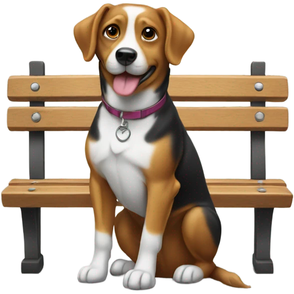 Dog sitting on bench emoji