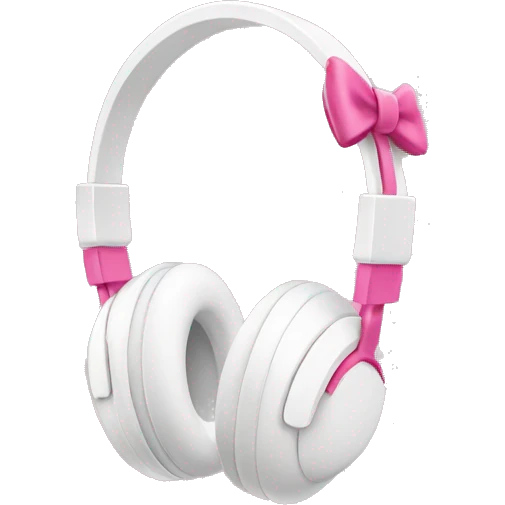 White headphones with pink bow emoji