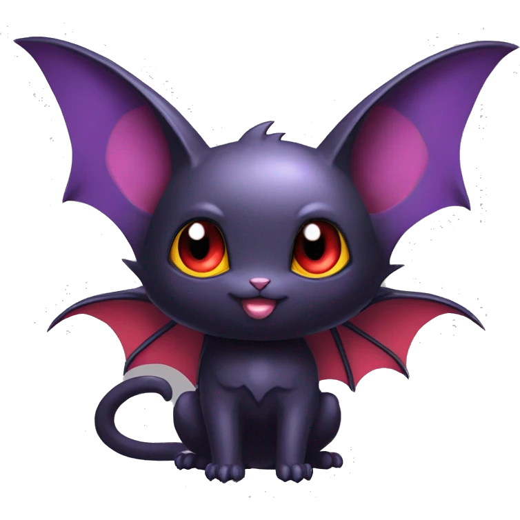 Cool Cute Edgy Dark Black Red Purple Batty Chibi Noibat-Cat-Pokémon-Fakémon-hybrid emoji