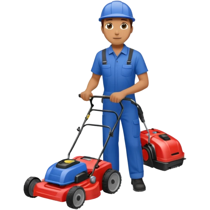 Maintenance worker
with lawnmower, full body emoji