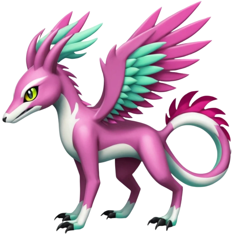 Meloetta-Sergal-Palkia-hybrid-fusion-Fakémon-creature, full body emoji