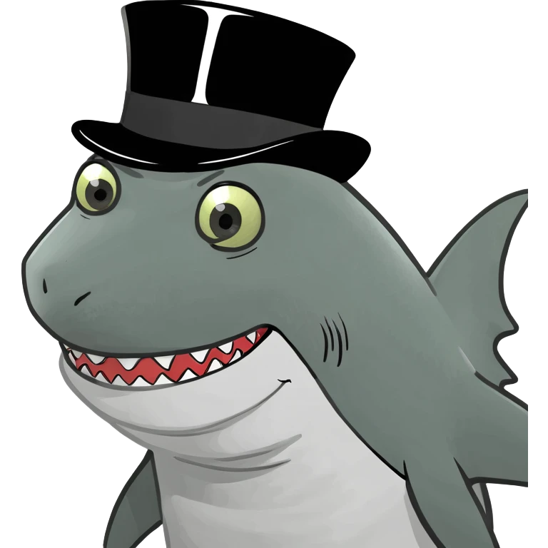 Shark with a top hat emoji