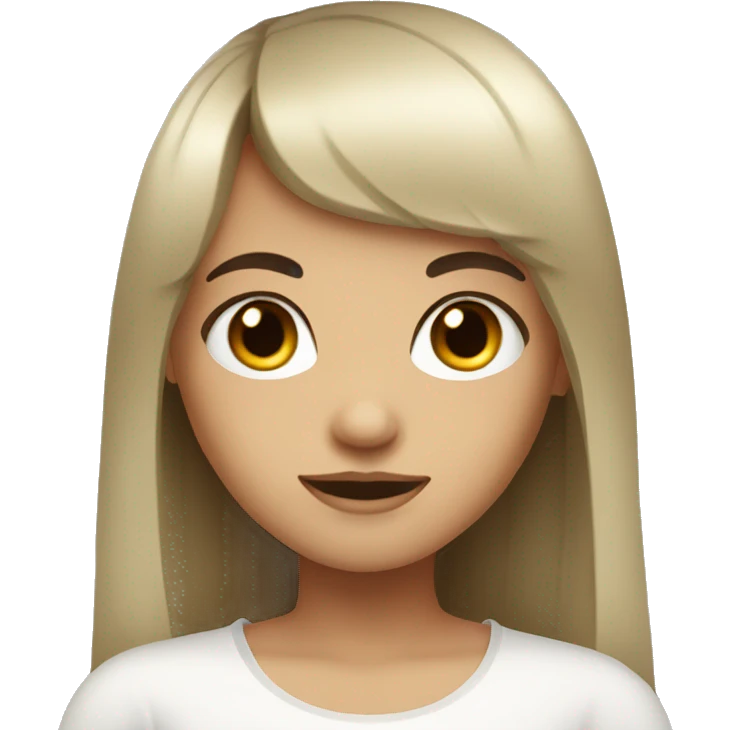 girl with long dark hair with bangs and black eyes emoji