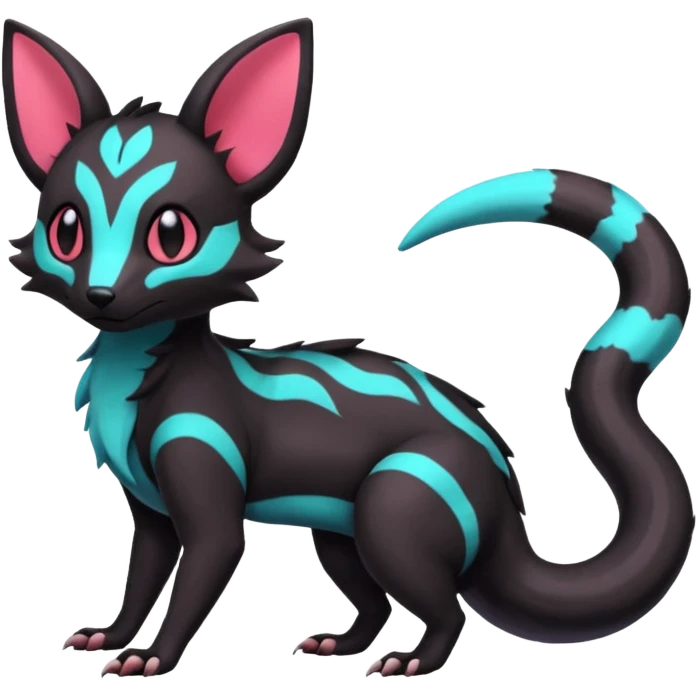Neon pastel Salandit-Umbreon-Genet-Noivern-Civet-Hybrid (Full body) emoji