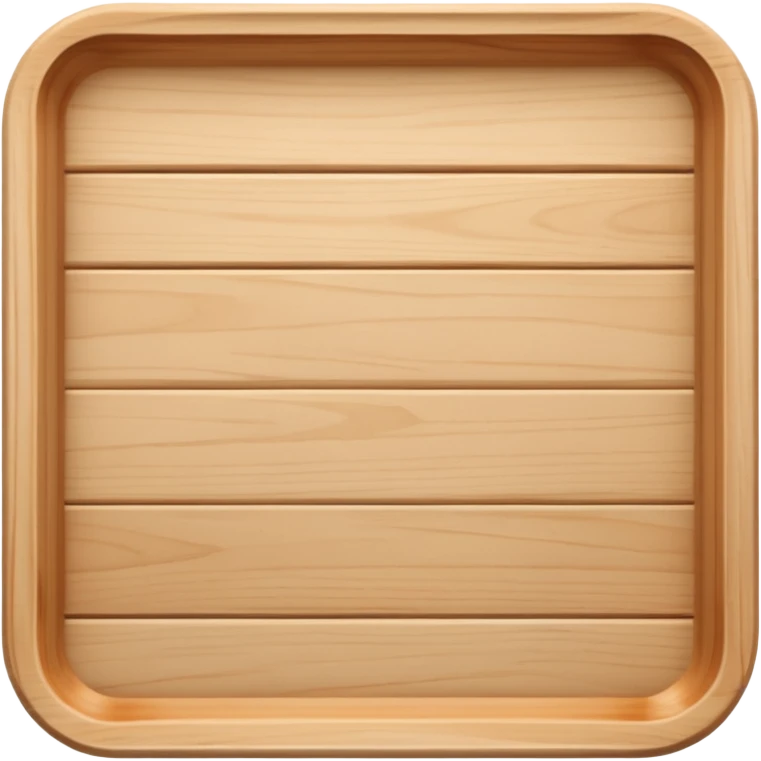 Light wooden rectangular tray in a top view and sharp edges. Aesthetic.  emoji
