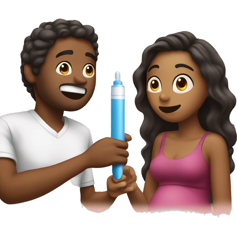couple looking at pregnancy test emoji