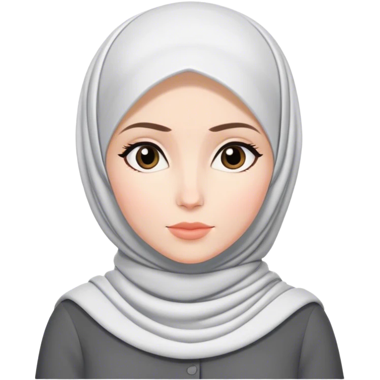 a white skin hijab woman thinking with zepeto styles emoji