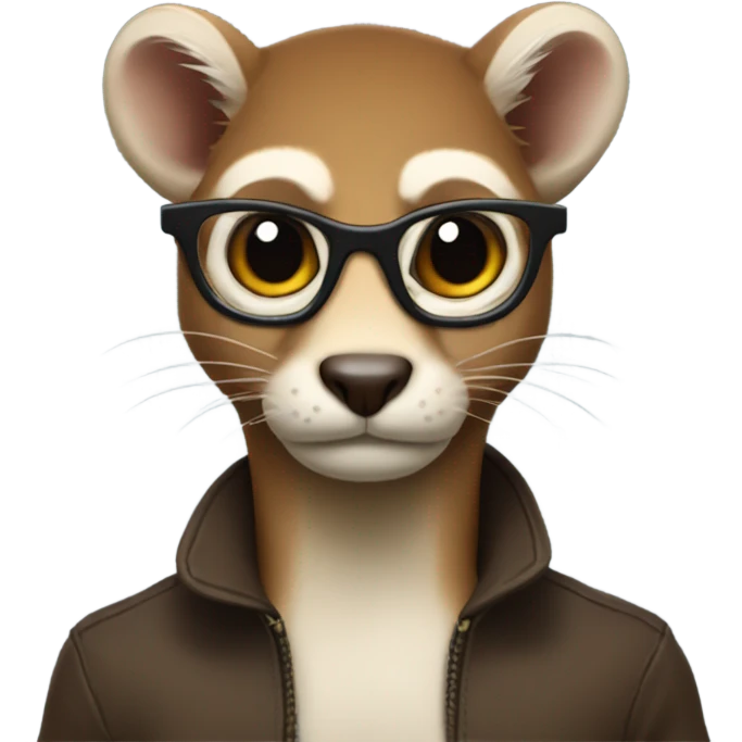 Mean weasel wearing black frame glasses emoji
