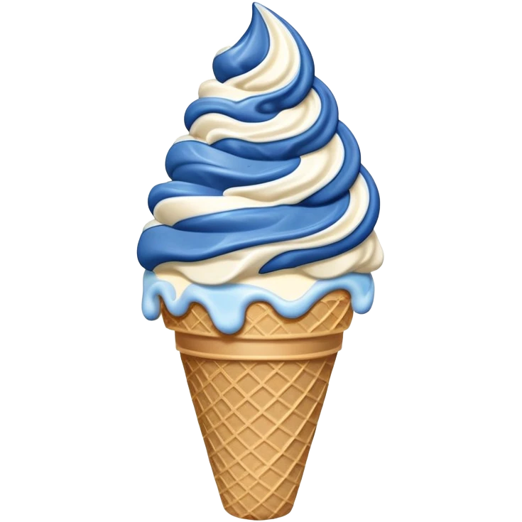 Blue cookies and cream ice cream on a cone emoji