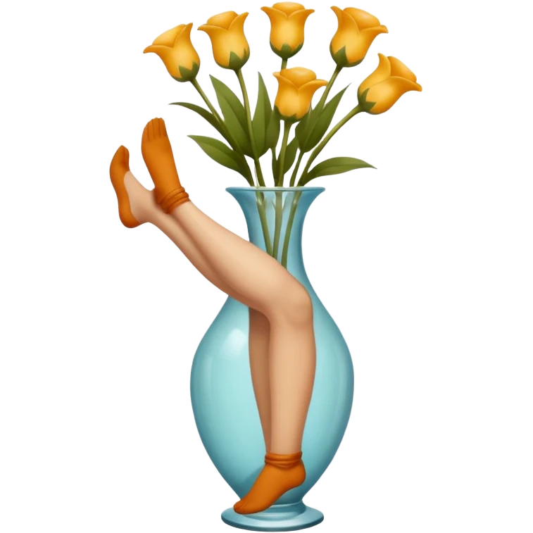 Person stuffed in a vase with their legs sticking out emoji