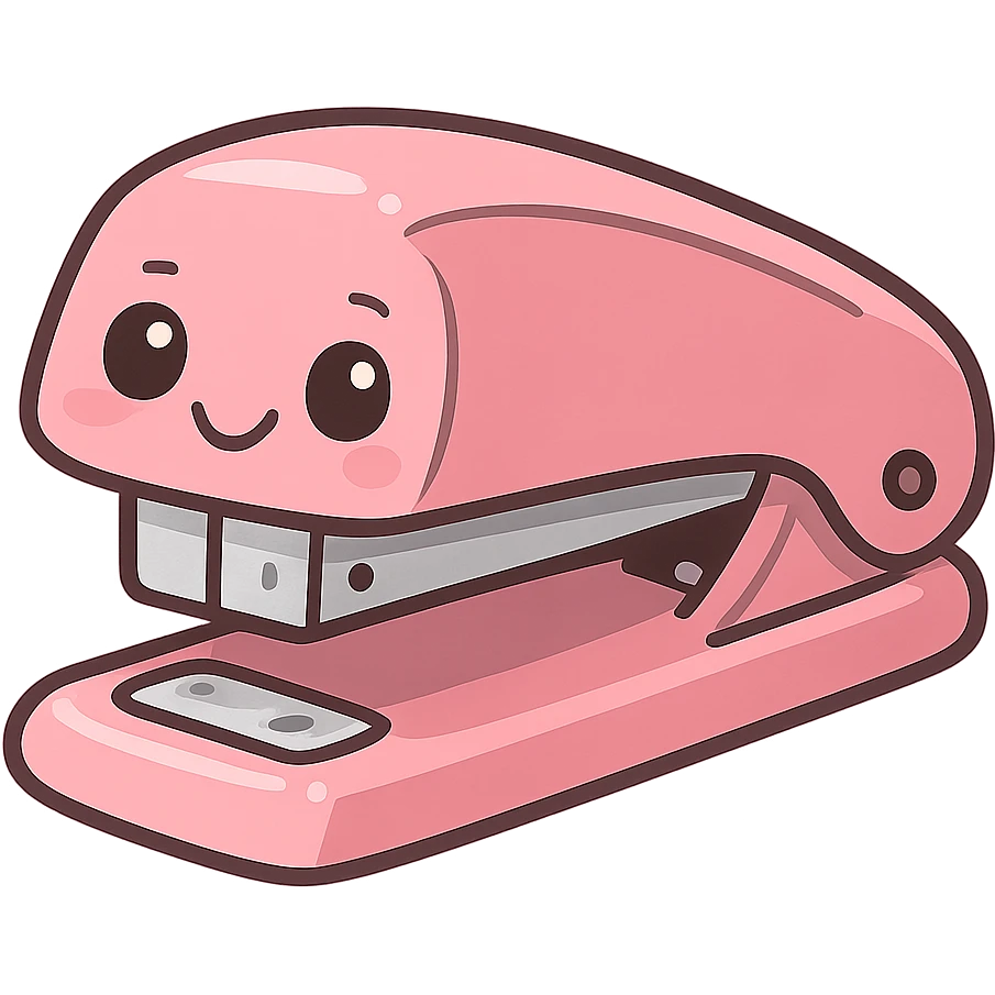 pink stapler, cute emoji