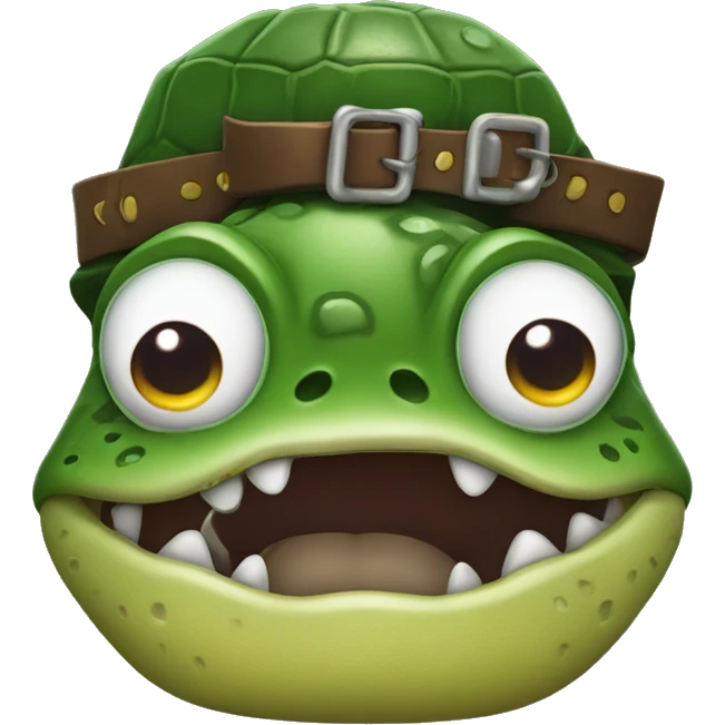 croc pirate with one eye and a poo bag emoji