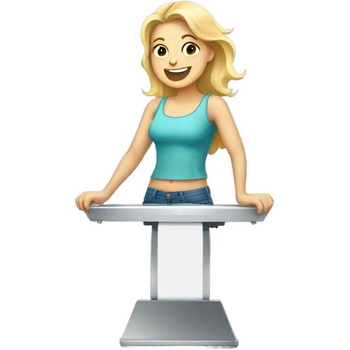 blondie celebrating on scale emoji