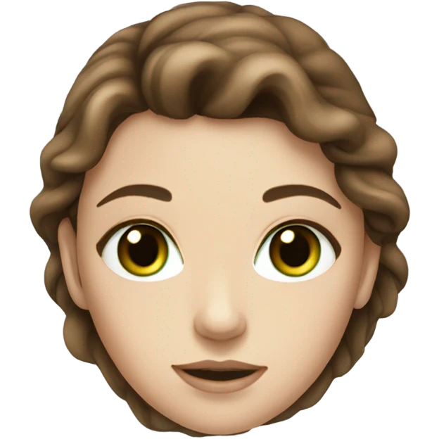 white girl, brown hair, green eyes  emoji