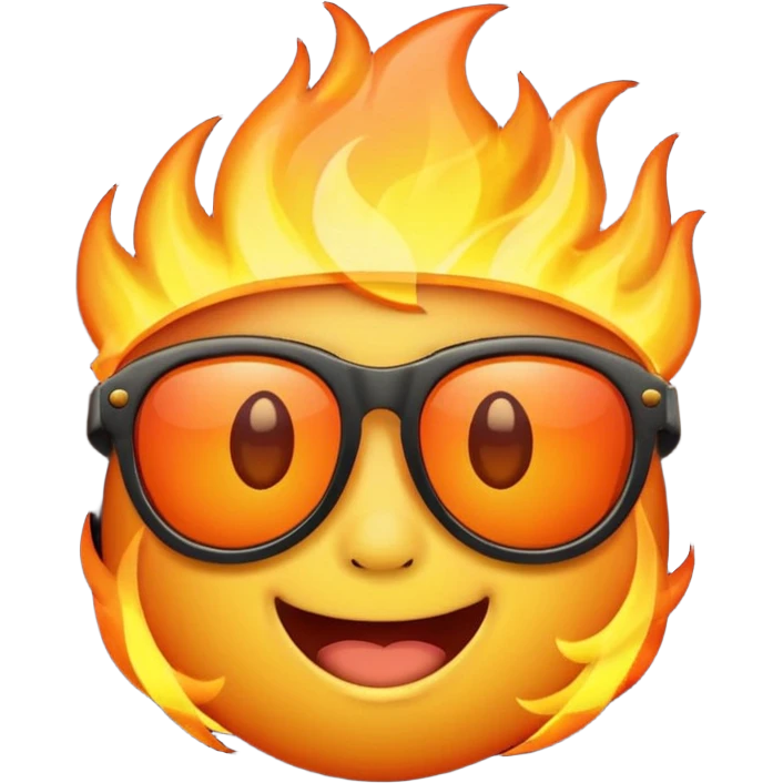 Make a fire emoji with sunglasses but without a face, just fire with glasses.WITHOUT A FACE emoji