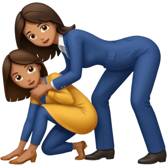 Brunette man bowing down at a tan skin woman’s feet  emoji