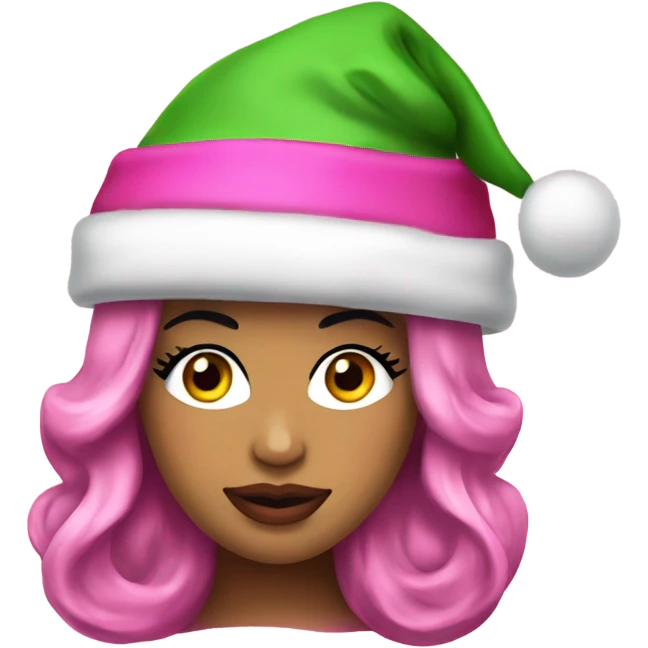 Nicki Minaj in a Christmas hat emoji