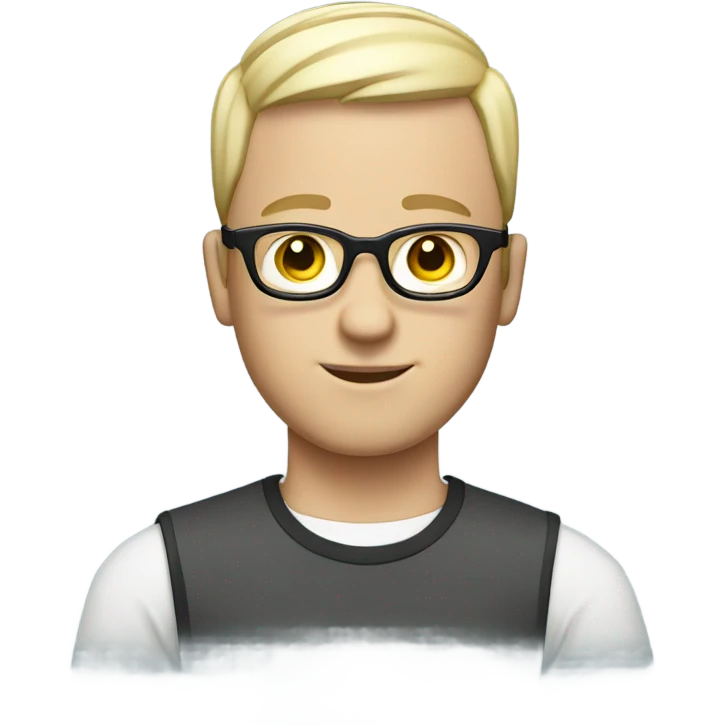 Imagine Marty with glasses, blue eyes and white crew cut hair emoji