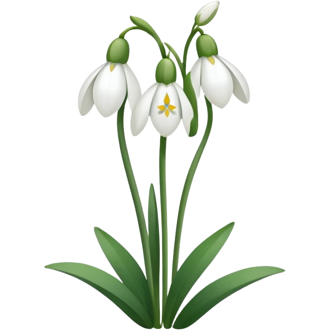 snowdrop, two blossoms, simple emoji