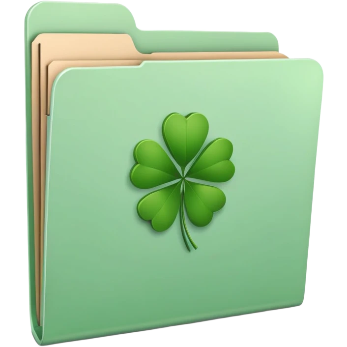pastel green file folder with clover on the cover  emoji