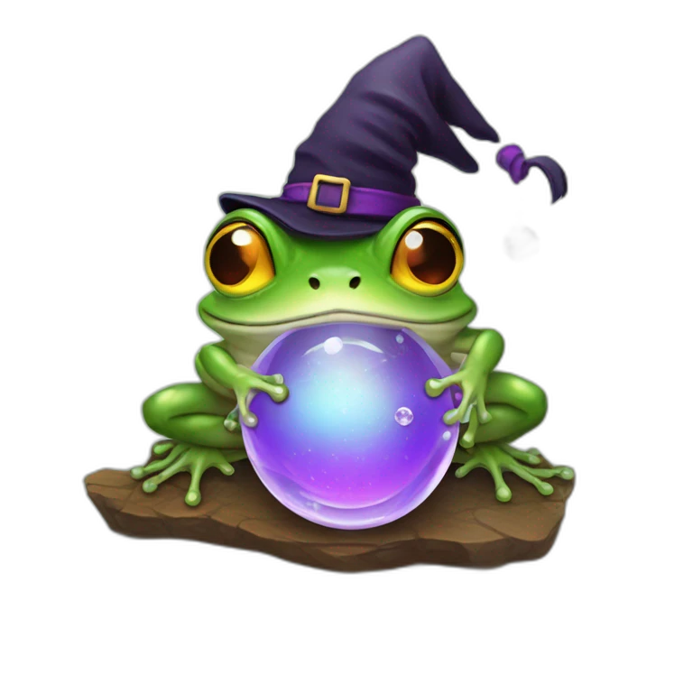 Witch frog with crystal ball emoji