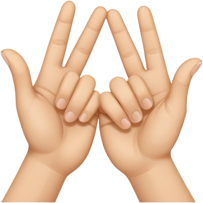 Two hands interlocking peace signs. Like two of these emojis ✌️ only horizontal. And they are locking with each other  emoji