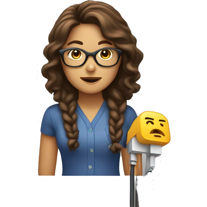 female, brown hair with glasses, is unplugging an extension cord. emoji