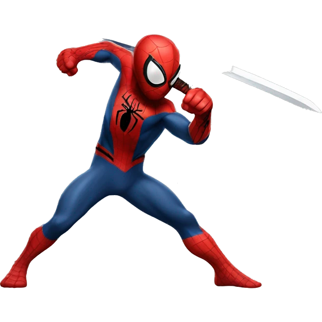 Spider-man with a BIG SWORD in a fighting pose emoji