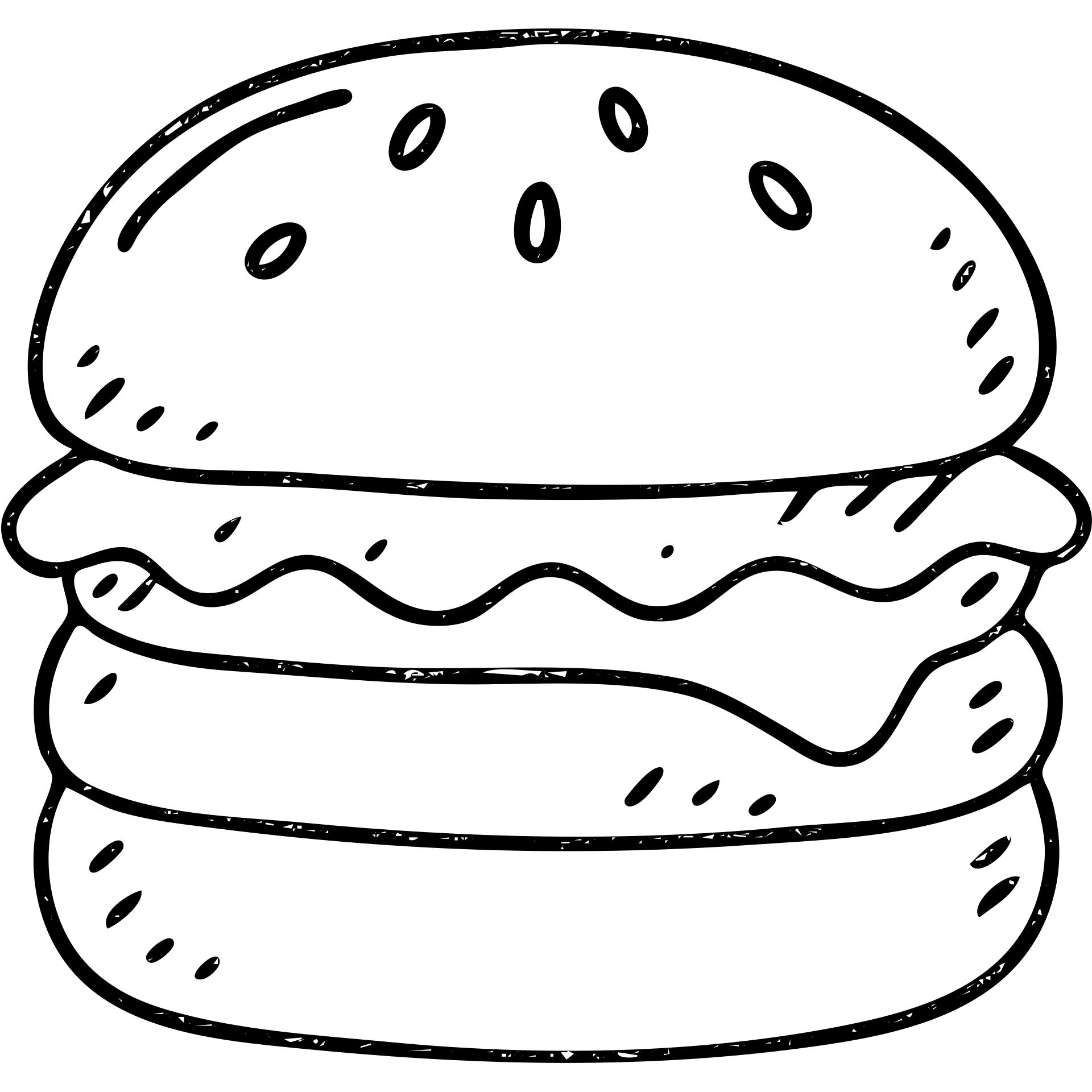 hand drawn outlined burger icon emoji