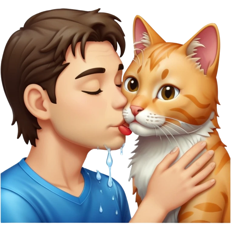 Man kissing a wet cat emoji