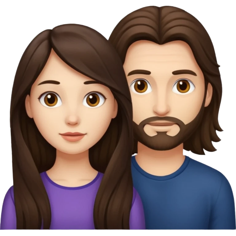 Brunette woman cock long haired man emoji
