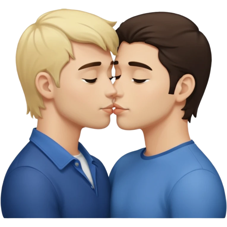 brunette man kissing a blonde man emoji
