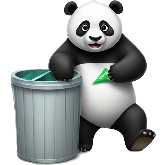 Panda with trash can emoji